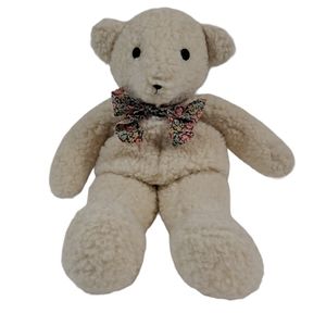 Vintage Bean Bag Stuffed Bear White Plush Teddy